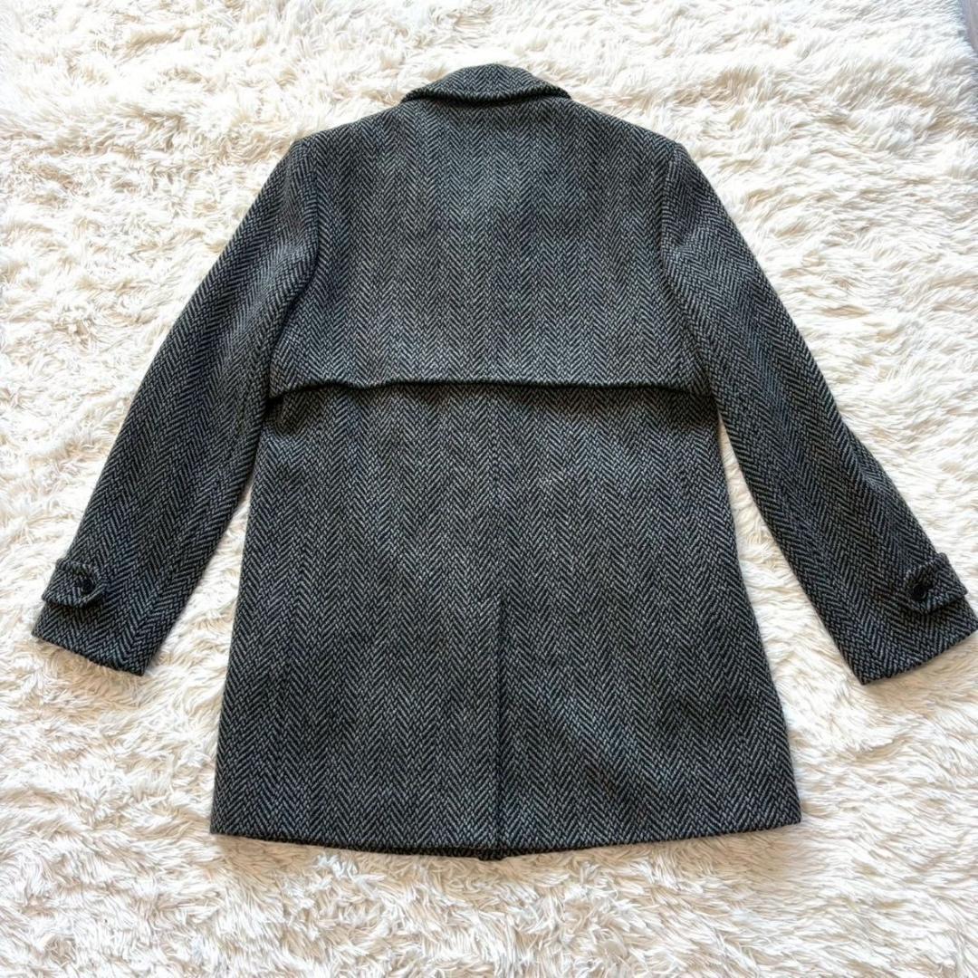 極美品 サンローラン パリ チェスターコート ウール ヘリンボーン グレー XL