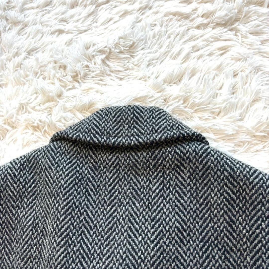 極美品 サンローラン パリ チェスターコート ウール ヘリンボーン グレー XL