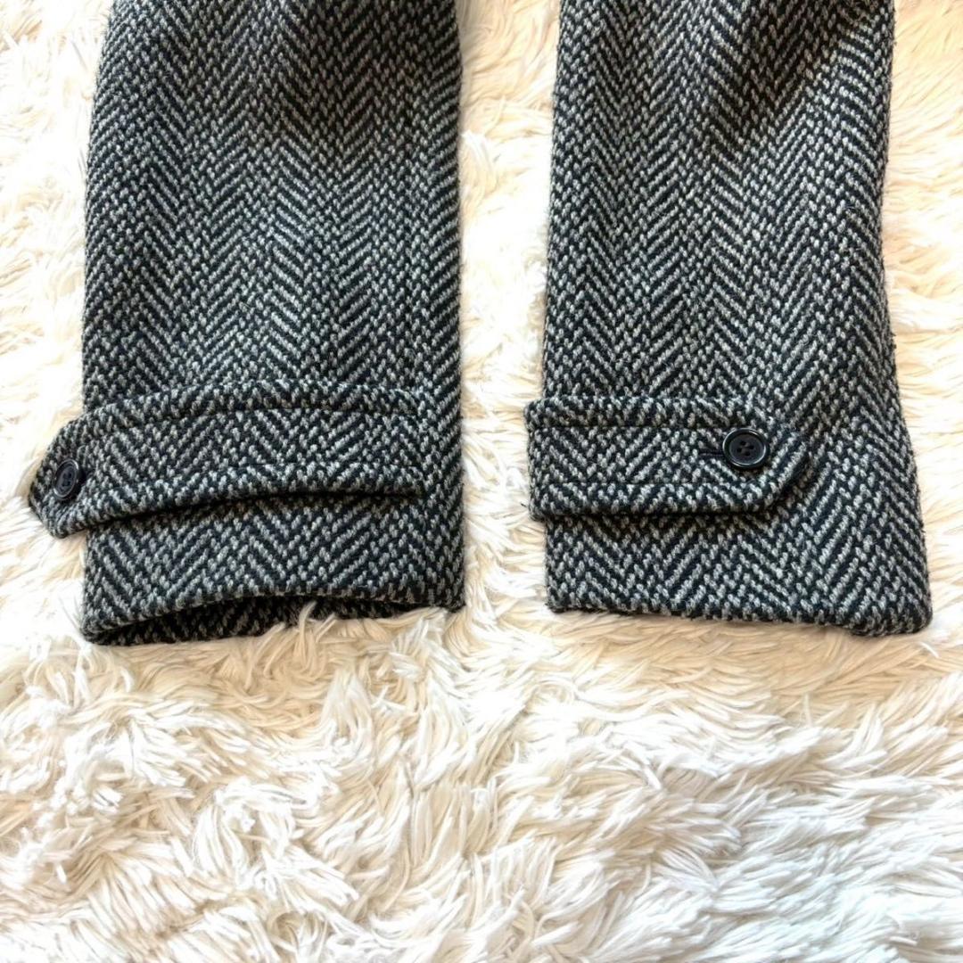 極美品 サンローラン パリ チェスターコート ウール ヘリンボーン グレー XL