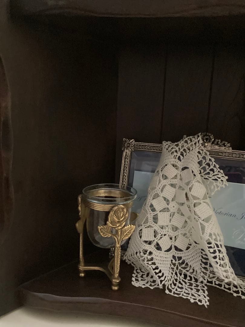 ヴィンテージ　ITALY 真鍮の薔薇★ガラスキャンドルホルダー　ポプリ入れ　花瓶