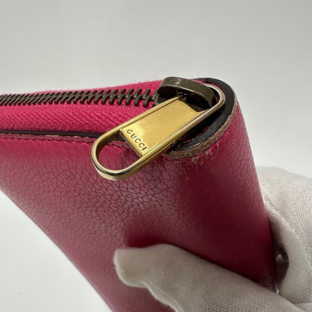 GUCCI ジップウォレット ピンク レザー 496317 シェリー　長財布
