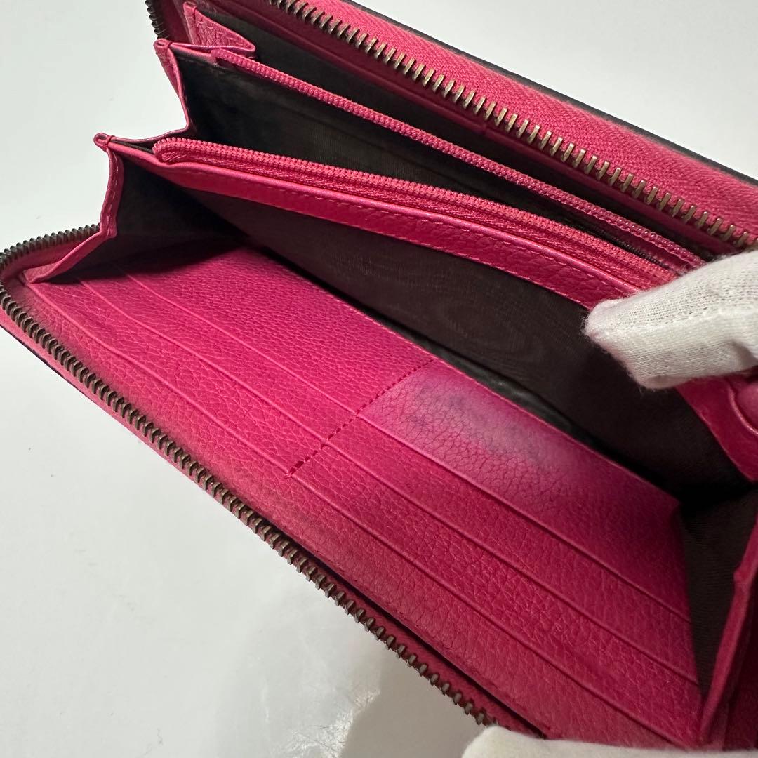 GUCCI ジップウォレット ピンク レザー 496317 シェリー　長財布
