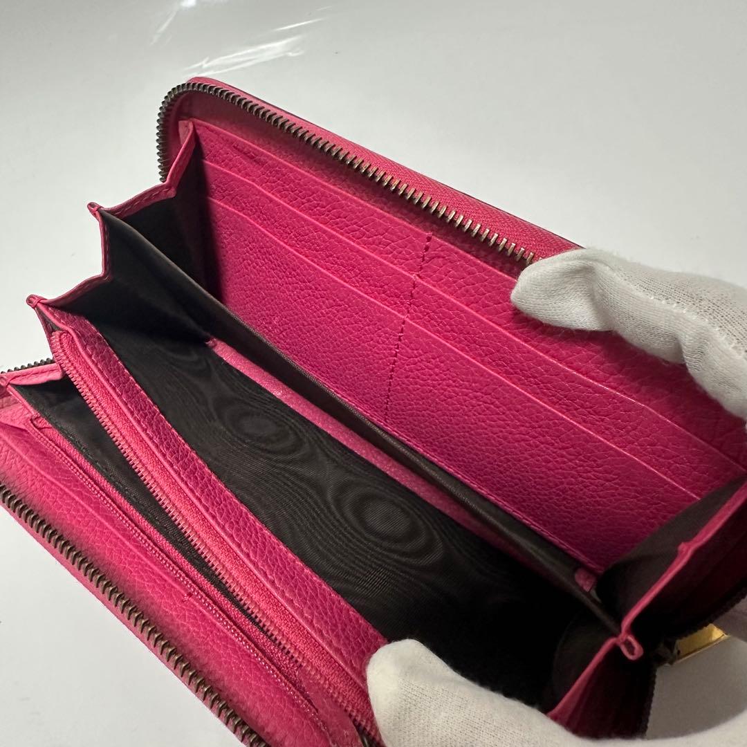 GUCCI ジップウォレット ピンク レザー 496317 シェリー　長財布