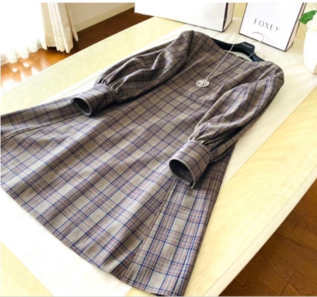 ADEAM アディアム フォクシー ワンピース プレイドノベルドレス