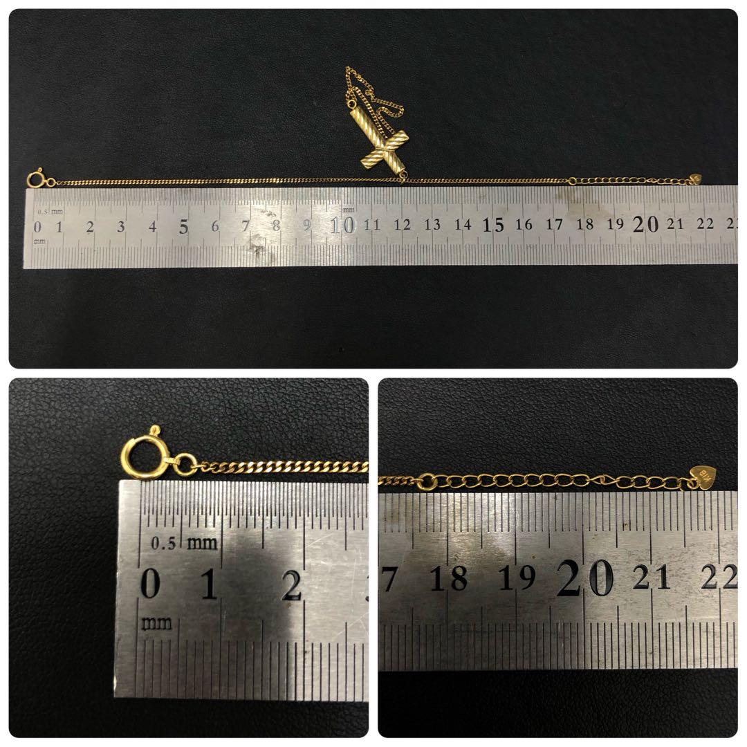(B012118)K18 フィンガーブレスレット YG クロス 18金 チェーン