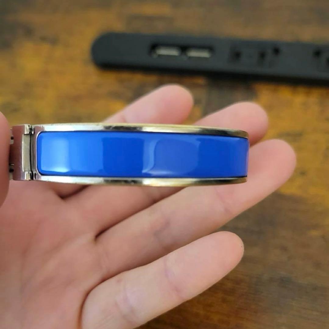 HERMES エナメル バングル　アクセサリー　ブルー　ブレスレット