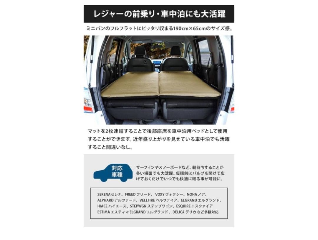 WAQ インフレーターマット (ブラック) 8cm ×2個セット