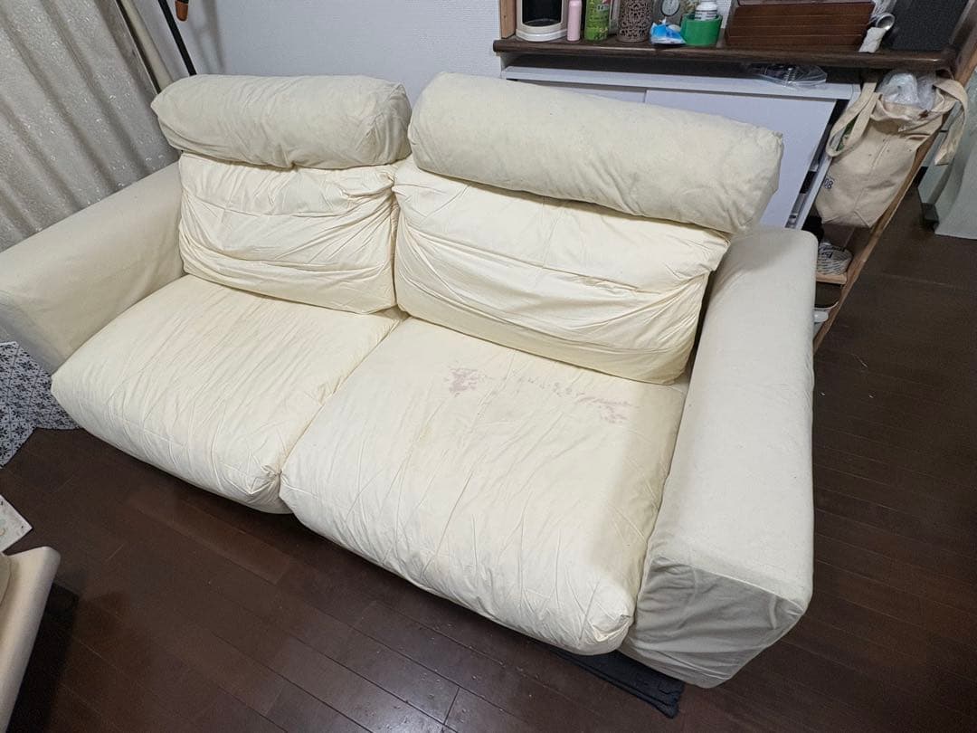 【最終値下げ】無印良品ソファ2.5シーター・フェザー・ポケットコイル・ハイバック