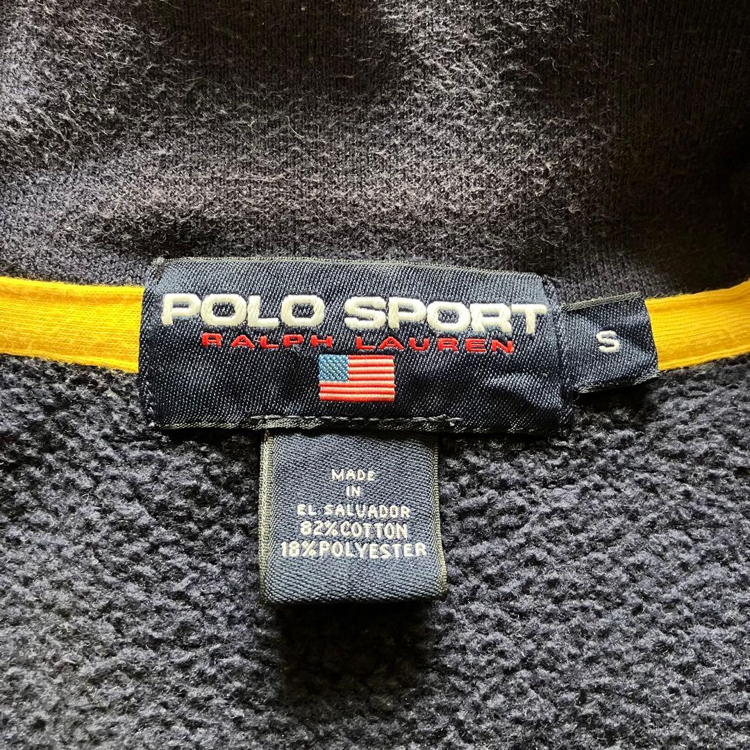 希少90's ポロスポーツ 星条旗刺繍ロゴ ハーフジップスウェット ネイビー L