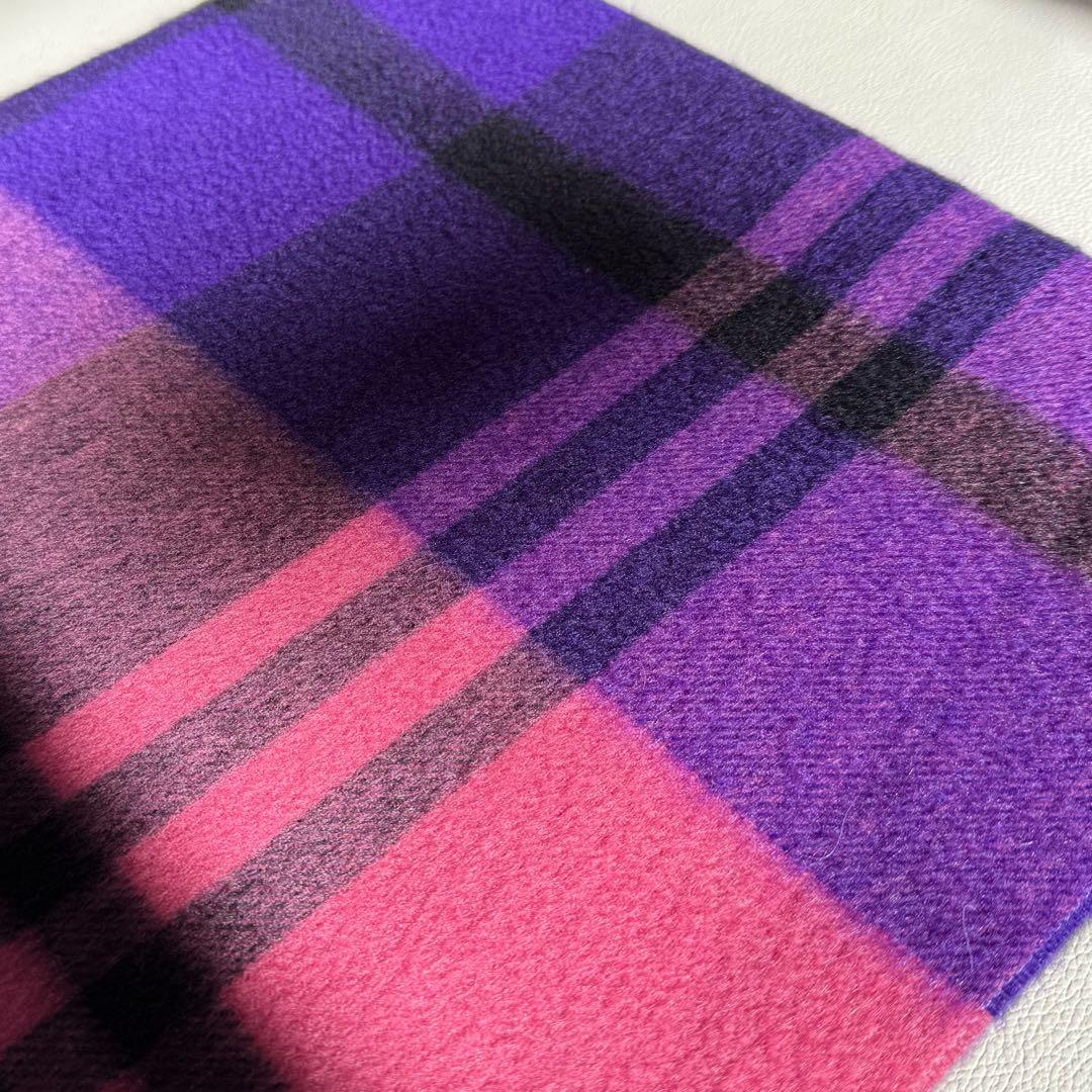 美品　ジョシュアエリス　大判　ストール　マフラー　カシミヤ　ピンク　チェック