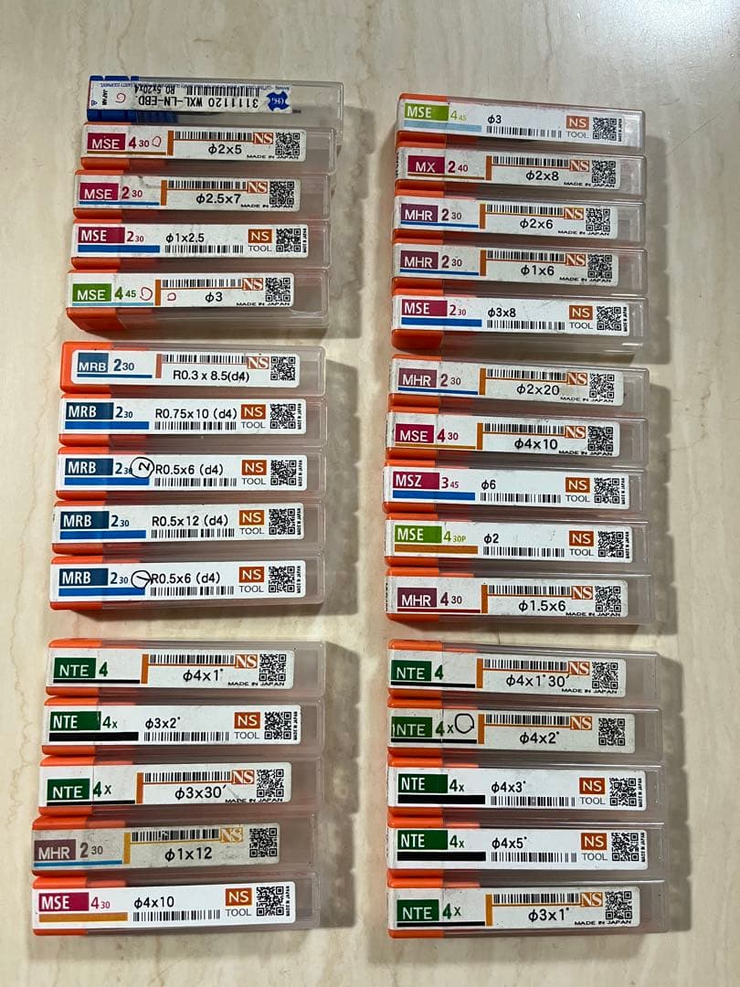 osg、NSTOOLエンドミル30本セット