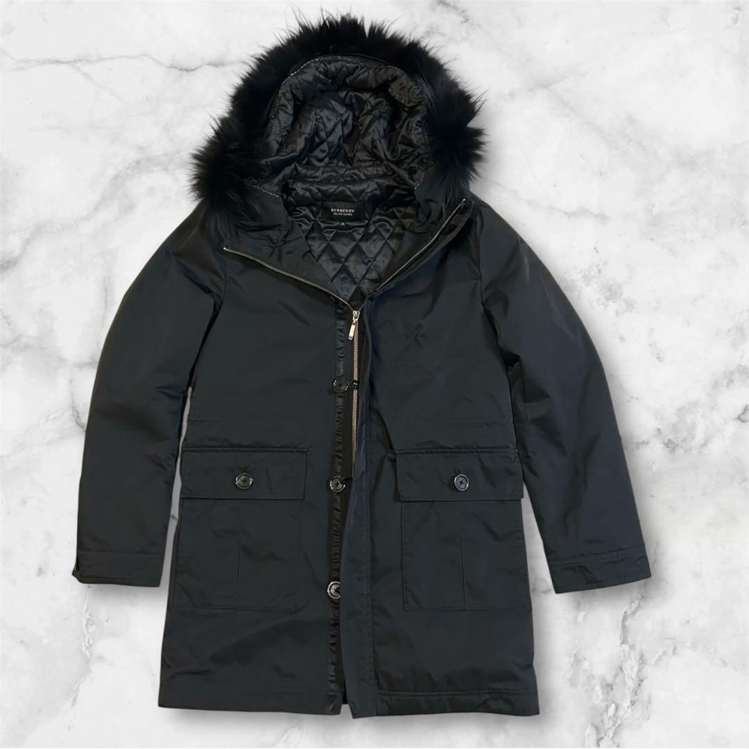 バーバリーブラックレーベル2way ラクーンファー　ミリタリー　モッズ　コート