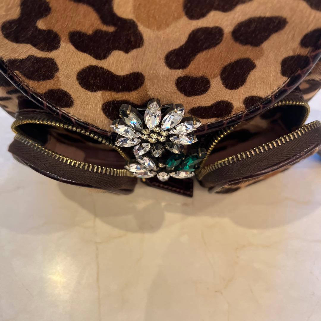 ブルマリン ヒョウ柄ビジュー付きハンドバッグ - メルカリ