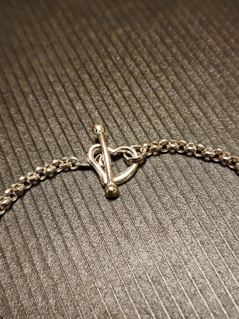 Pt850刻印あり シルバーハートチャームブレスレット