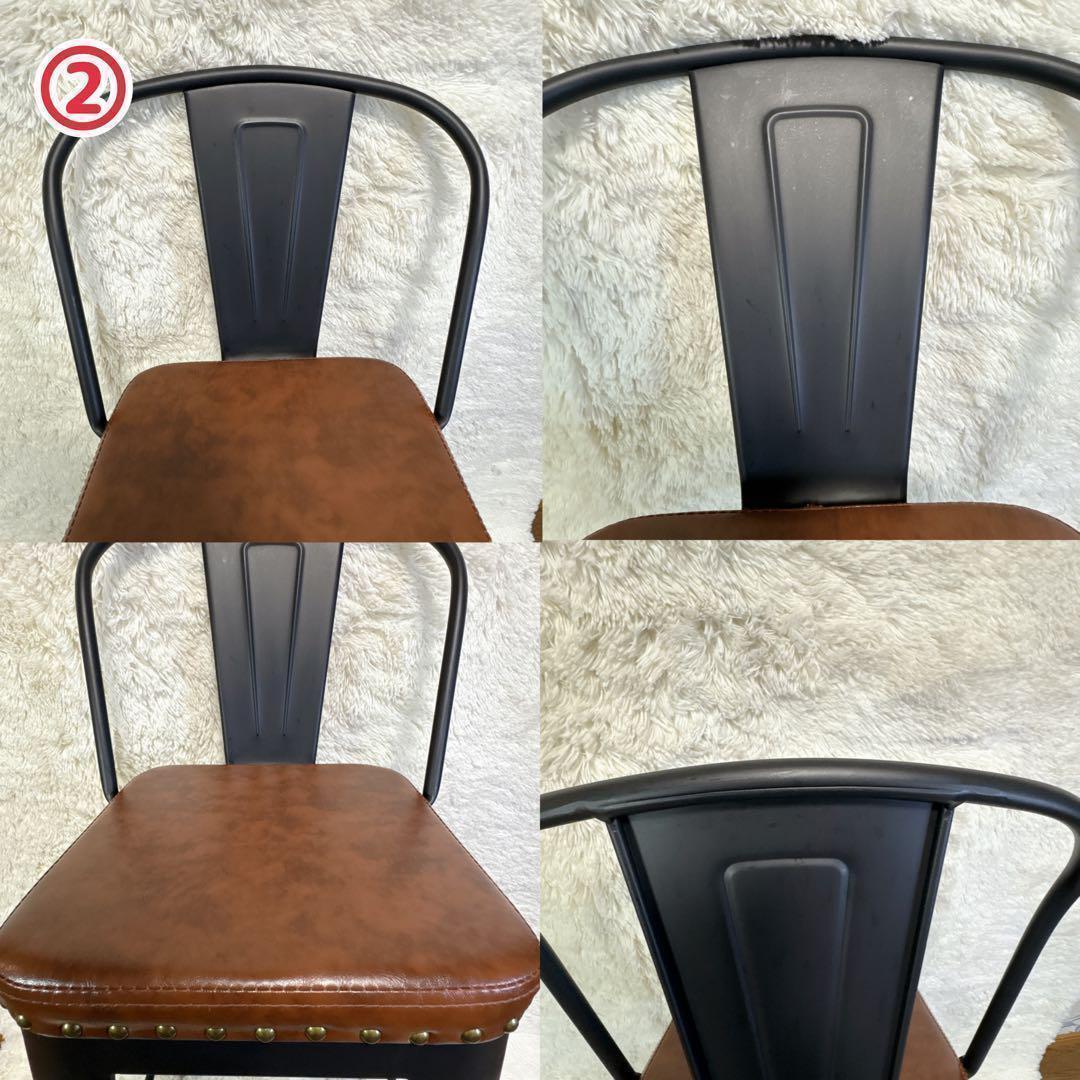 カウンターチェア 2脚セット ハイスツール 椅子 金属 レザー調 2way