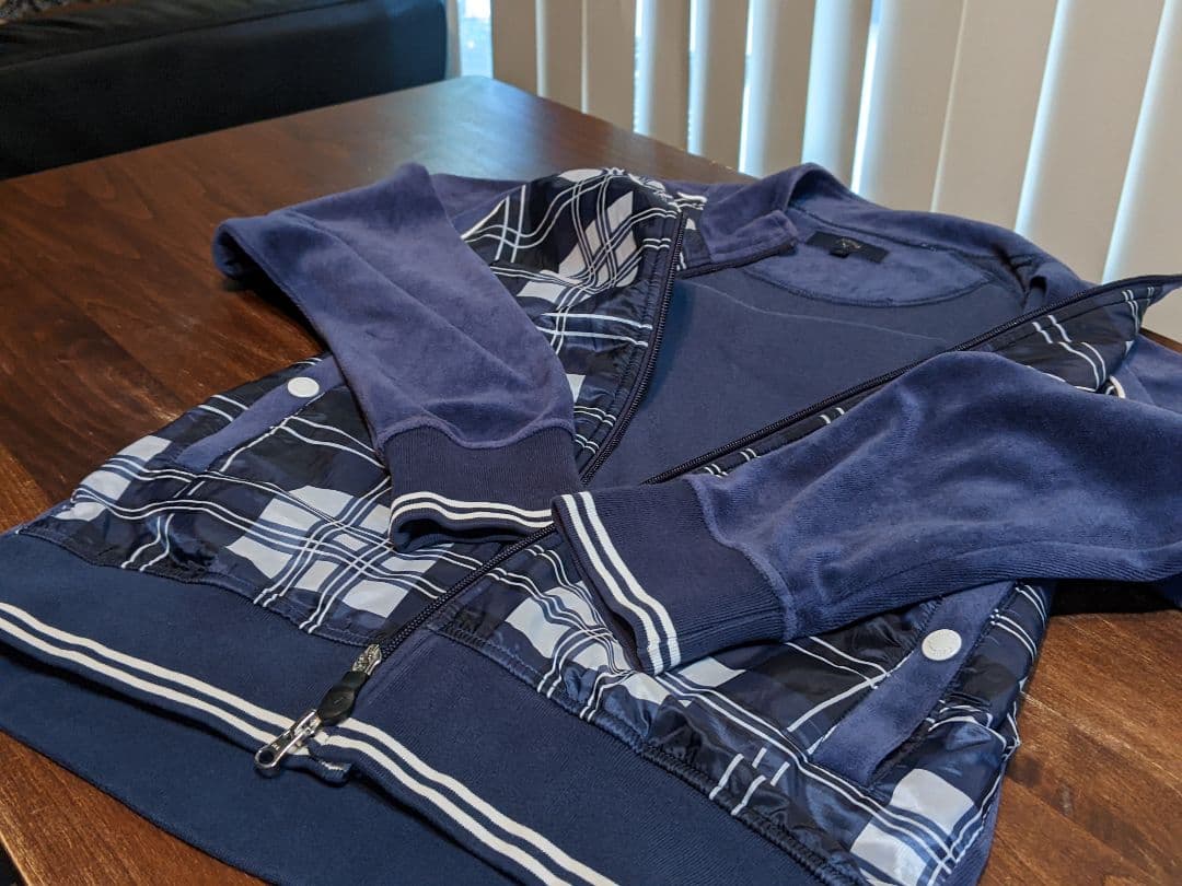 キャロウェイ　ベロア　異素材　切替　ジップ　ジャケット　チェック　ゴルフ　ウェア