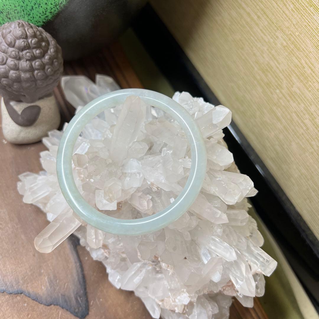 本翡翠、入門用、 氷種細身バングル　〜54