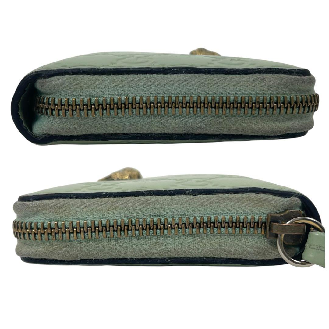 グッチ　長財布　アニマリエ　猫　GGシマレザー　ラウンドファスナー　極美品