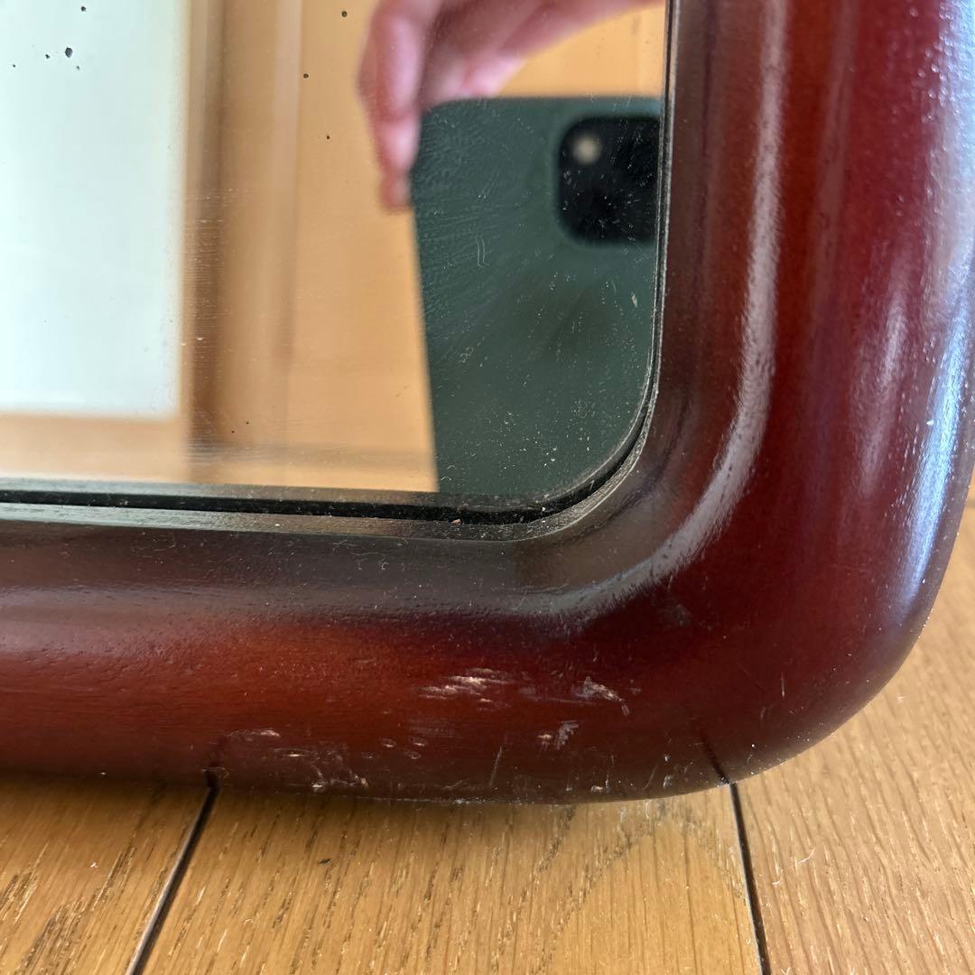 昭和レトロ！ヴィンテージ！　姿見鏡　木製フレーム　日本製　壁掛け金具付き