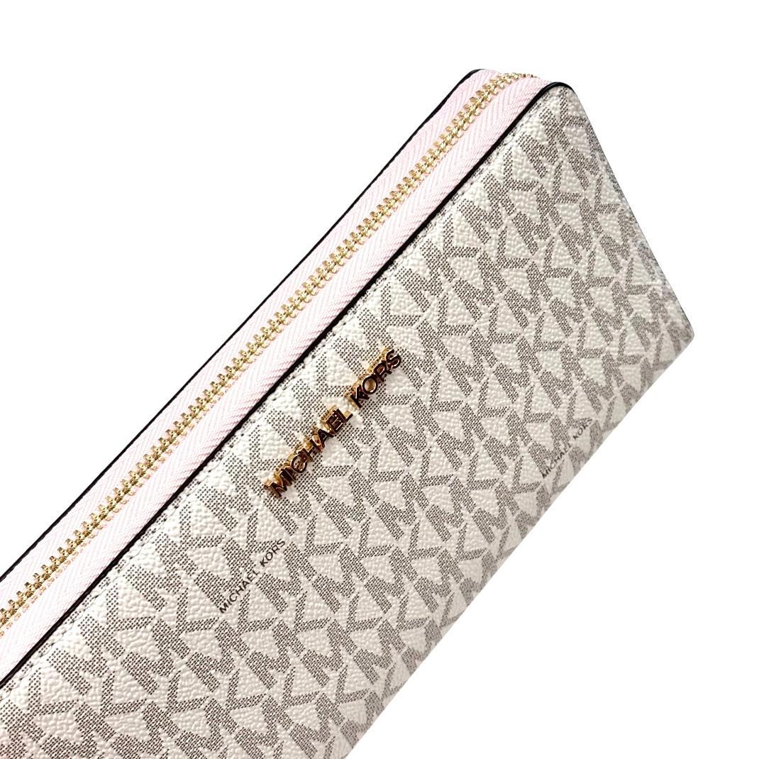 【新品】マイケルコース 長財布 ピンク ストラップ シグネチャー MKロゴ 財布
