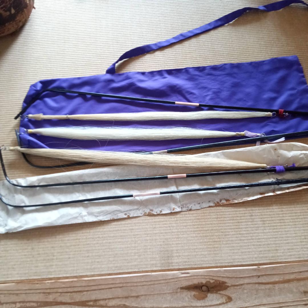 越中富山　本場和胡弓おわら胡弓　紅木、花梨材 竹弓馬毛3本ケース 付属品付
