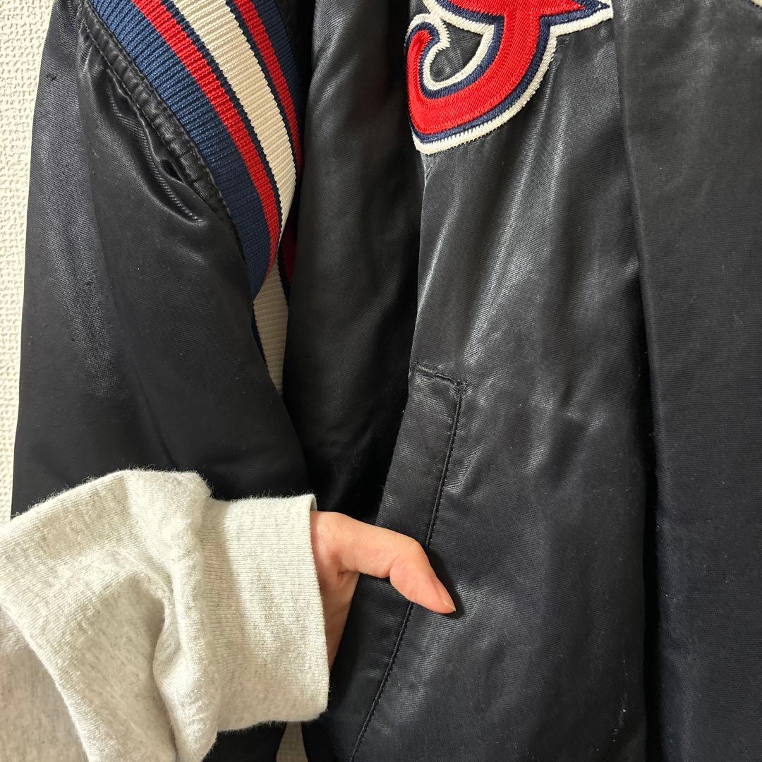 古着　ブルゾン　スターター スタジャン MLB インディアンス ブラック　XL