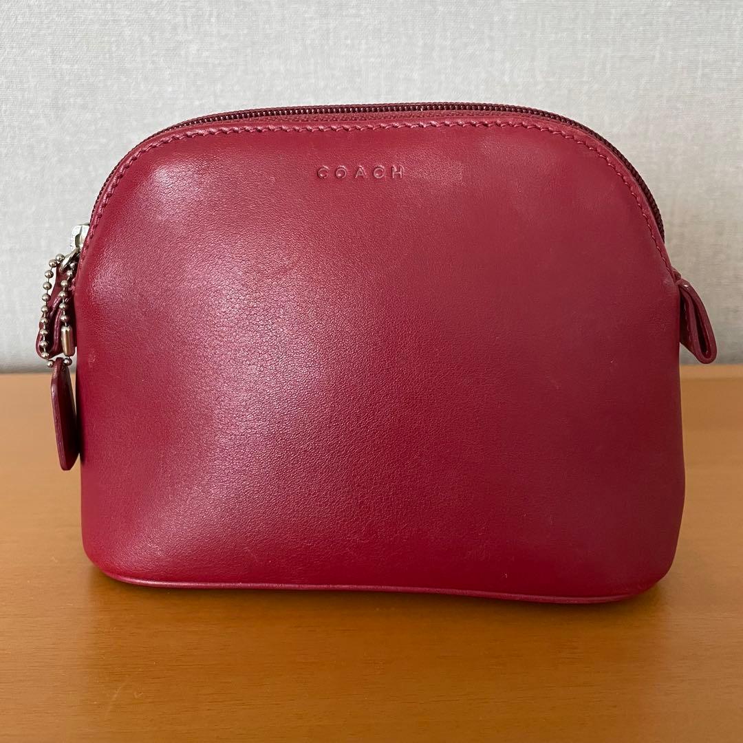 オールドコーチ レザー ポーチ 赤 - メルカリ