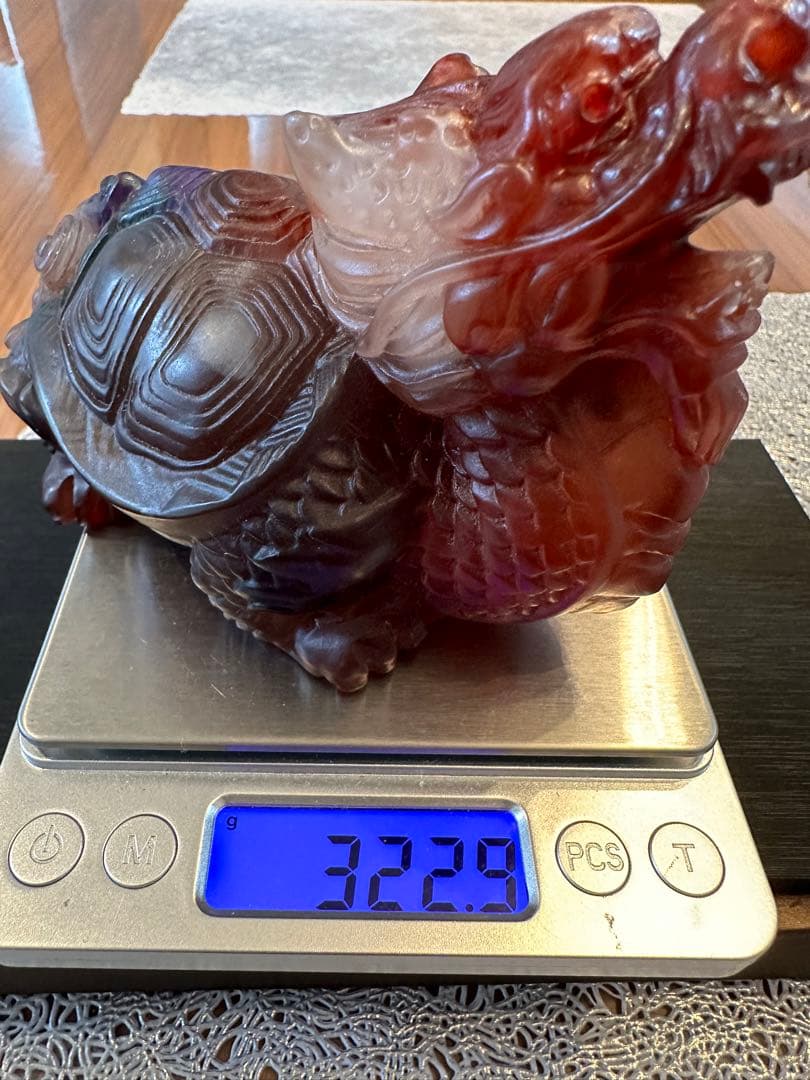 K-111夜光斑霊　斑彩石　龍亀置物　お守り　縁起物　金運　香りあり　車内飾り