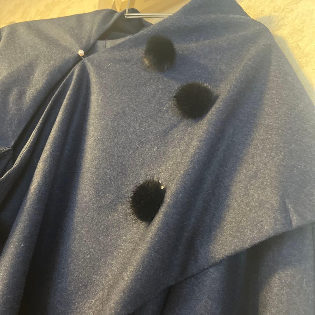 美品　大きいサイズ　トゥービーシック　ミンクボンボン　ポンチョケープコート