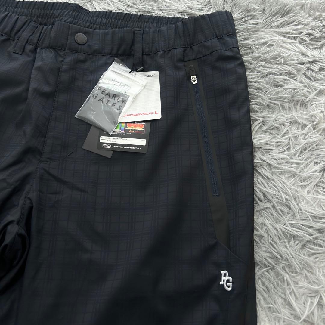 新品　パーリーゲイツ　パンツ　ストレッチ　ウエストゴム　蓄熱　ネイビー　サイズ7