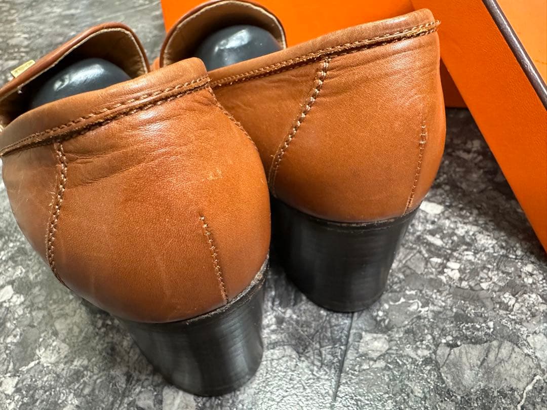 年末セール処分HERMES 37ブラウンレザー ローファー