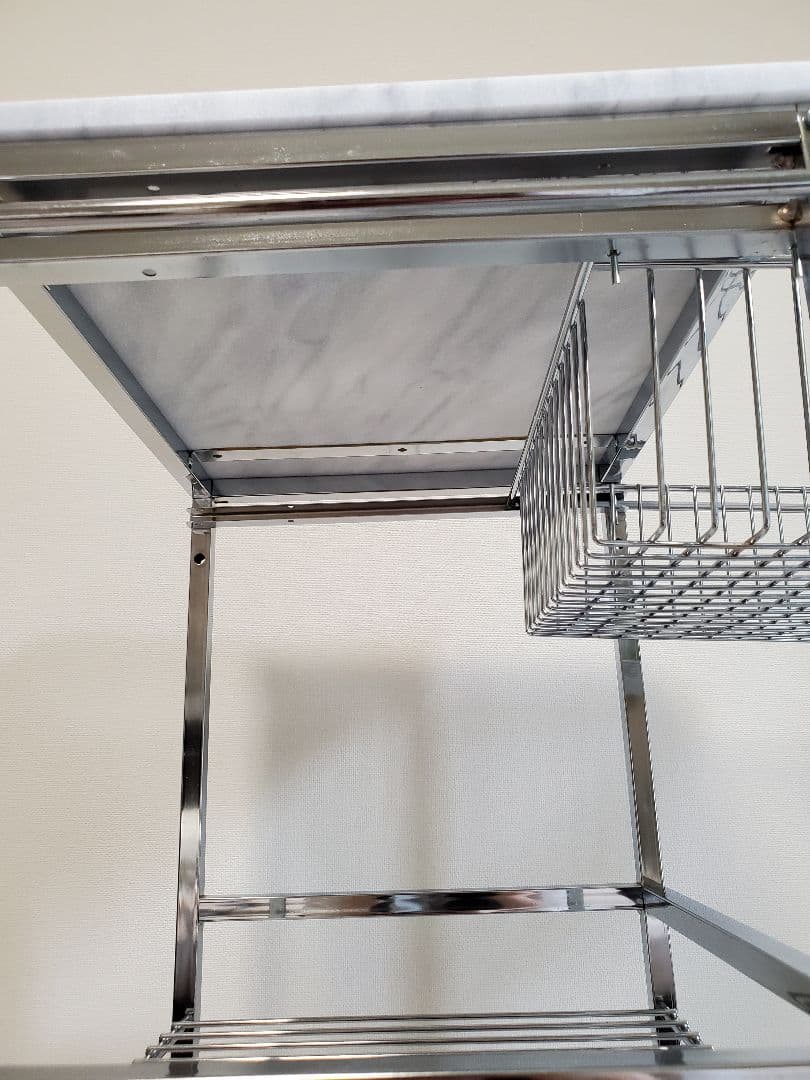 マーブルトップトローリー 大理石天板 スチール製キッチンワゴン S