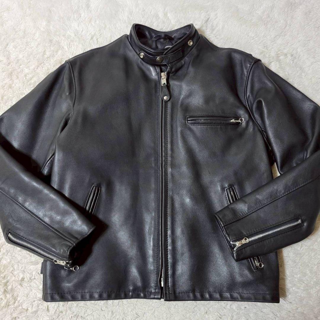 米国製42✨ SCHOTT シングル ライダース ボア ライナー ブラック XL