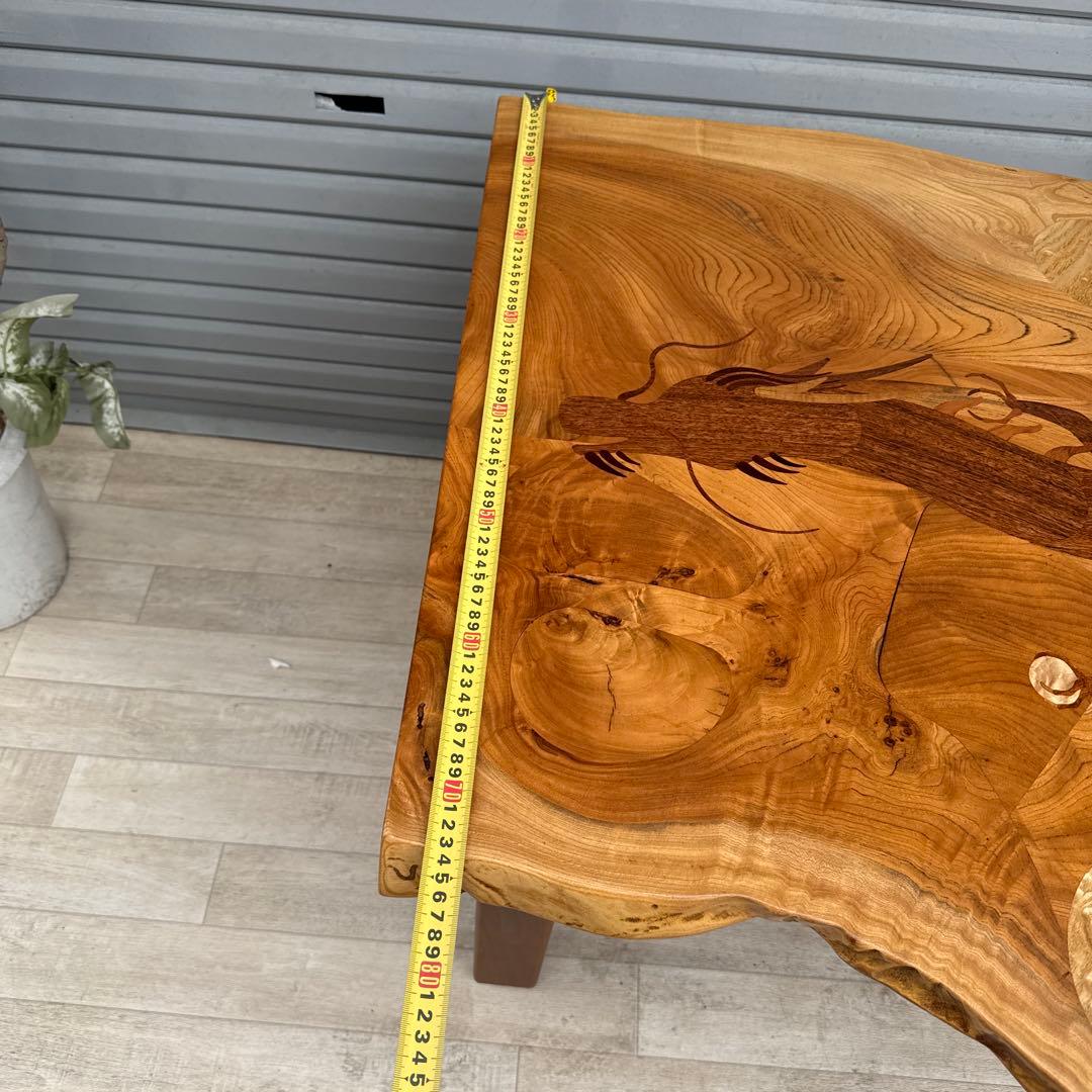 中西昌彦 作品　飛騨高山 木象嵌　龍　ダイニングテーブル　無垢　１００万