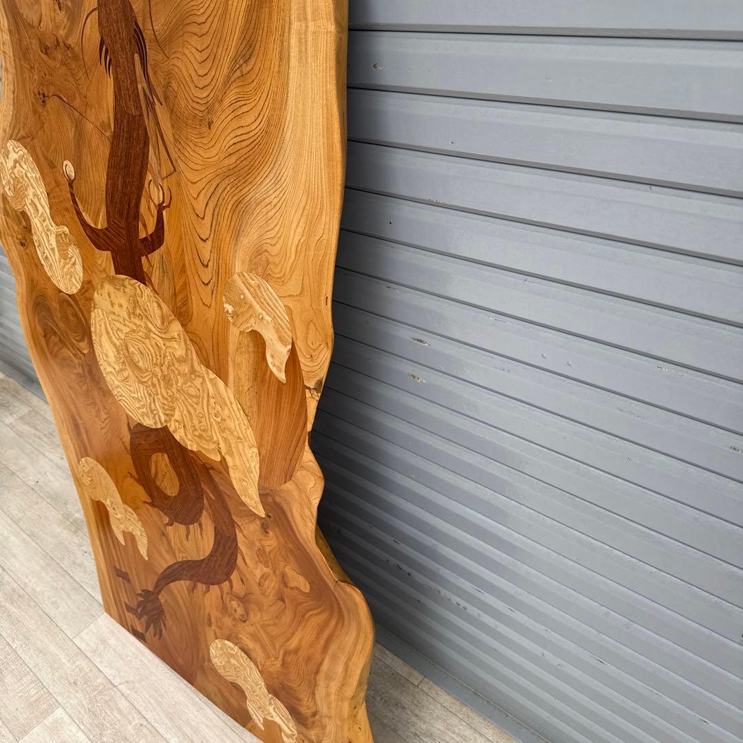 中西昌彦 作品　飛騨高山 木象嵌　龍　ダイニングテーブル　無垢　１００万