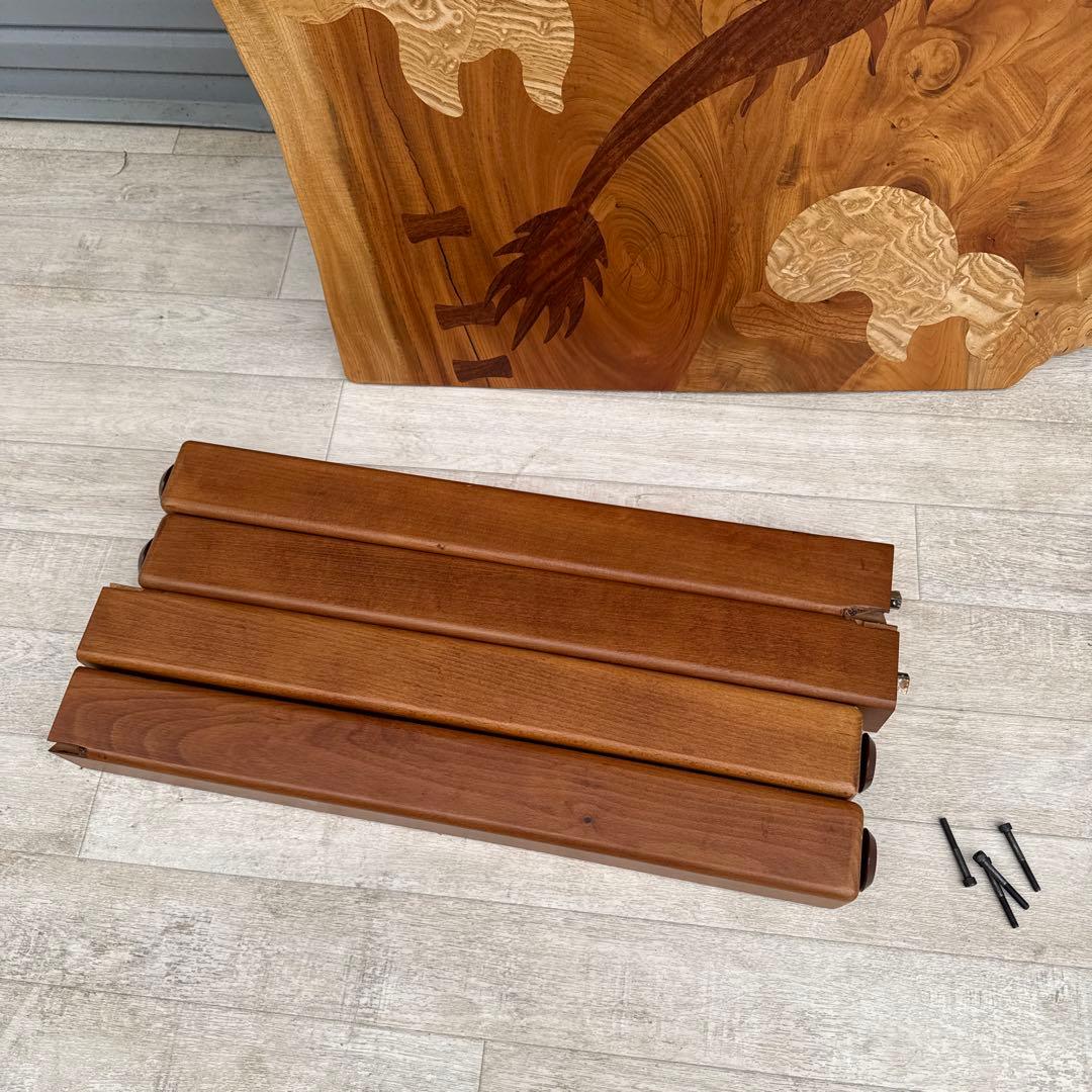 中西昌彦 作品　飛騨高山 木象嵌　龍　ダイニングテーブル　無垢　１００万