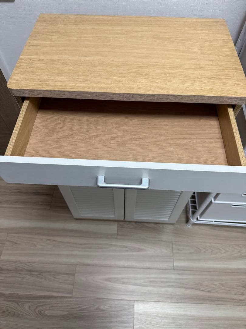 収納キャビネット ホワイト 木目調