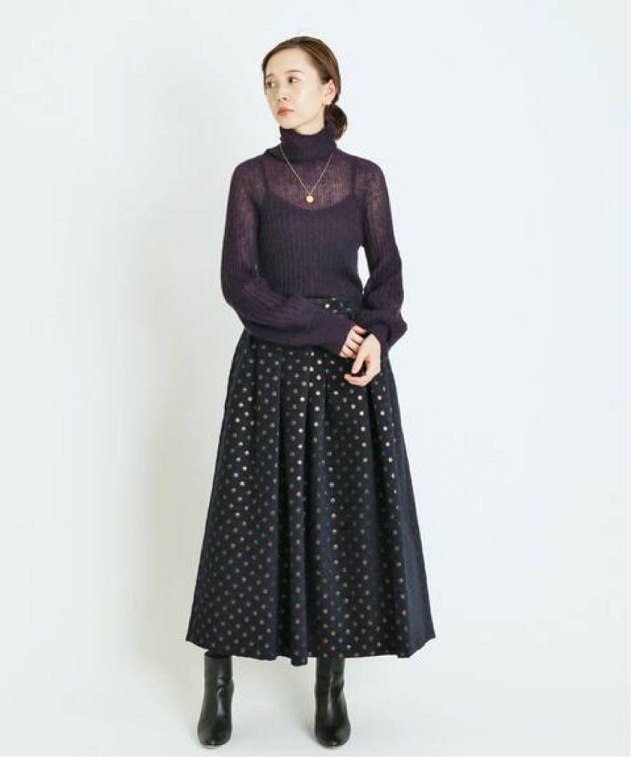 IENA LA BOUCLE ドットジャガードタックスカート 36