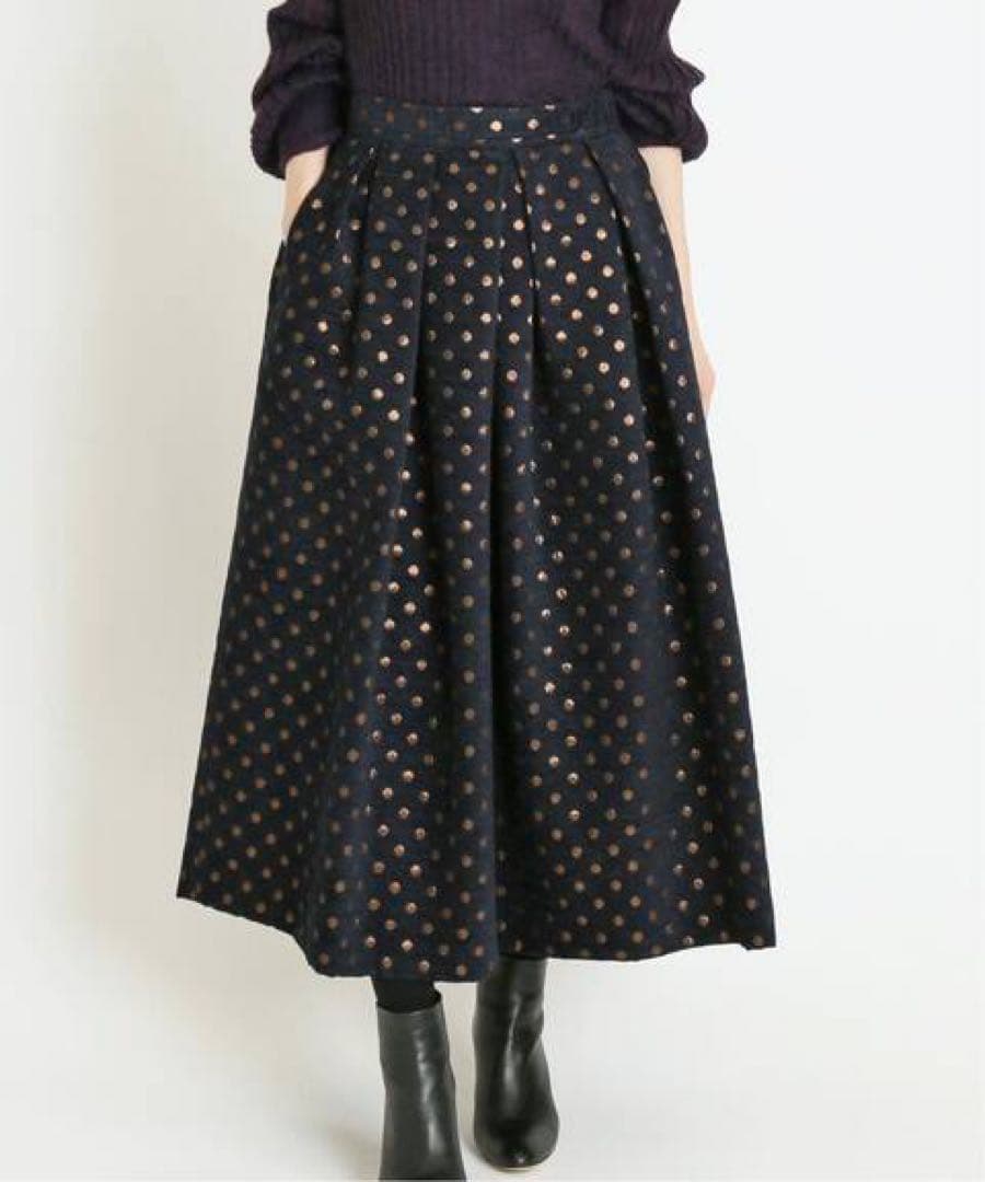 IENA LA BOUCLE ドットジャガードタックスカート 36