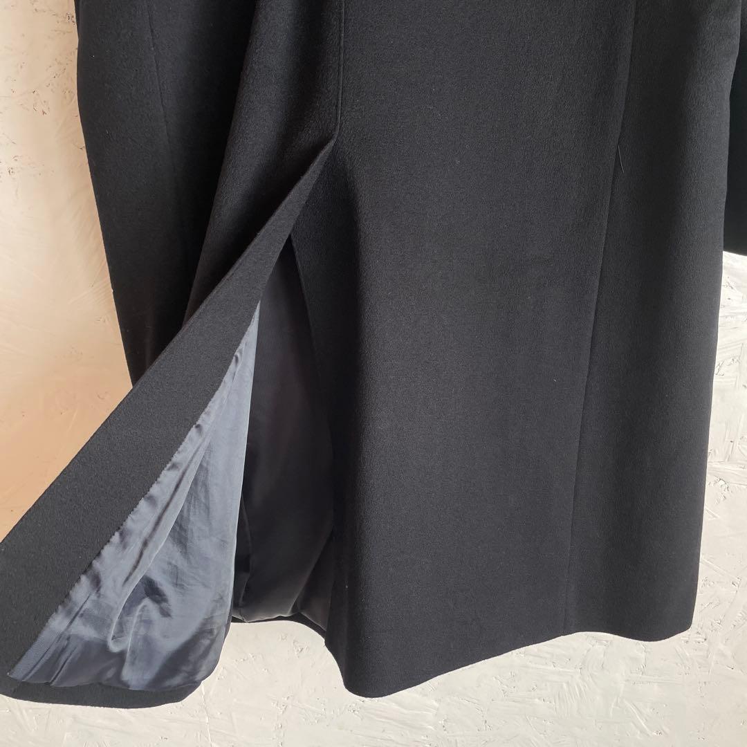 カシミヤ100%【MITSUMINE】ウールステンカラーコート ロングコート L