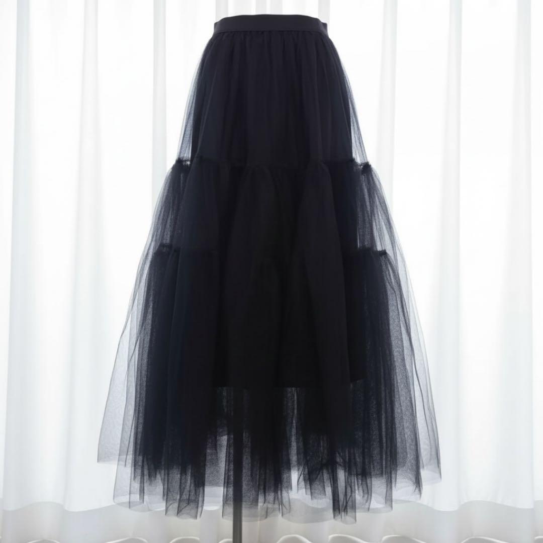 ADORE 2025年商品 UNiPH ブライトチュールスカート ブラック