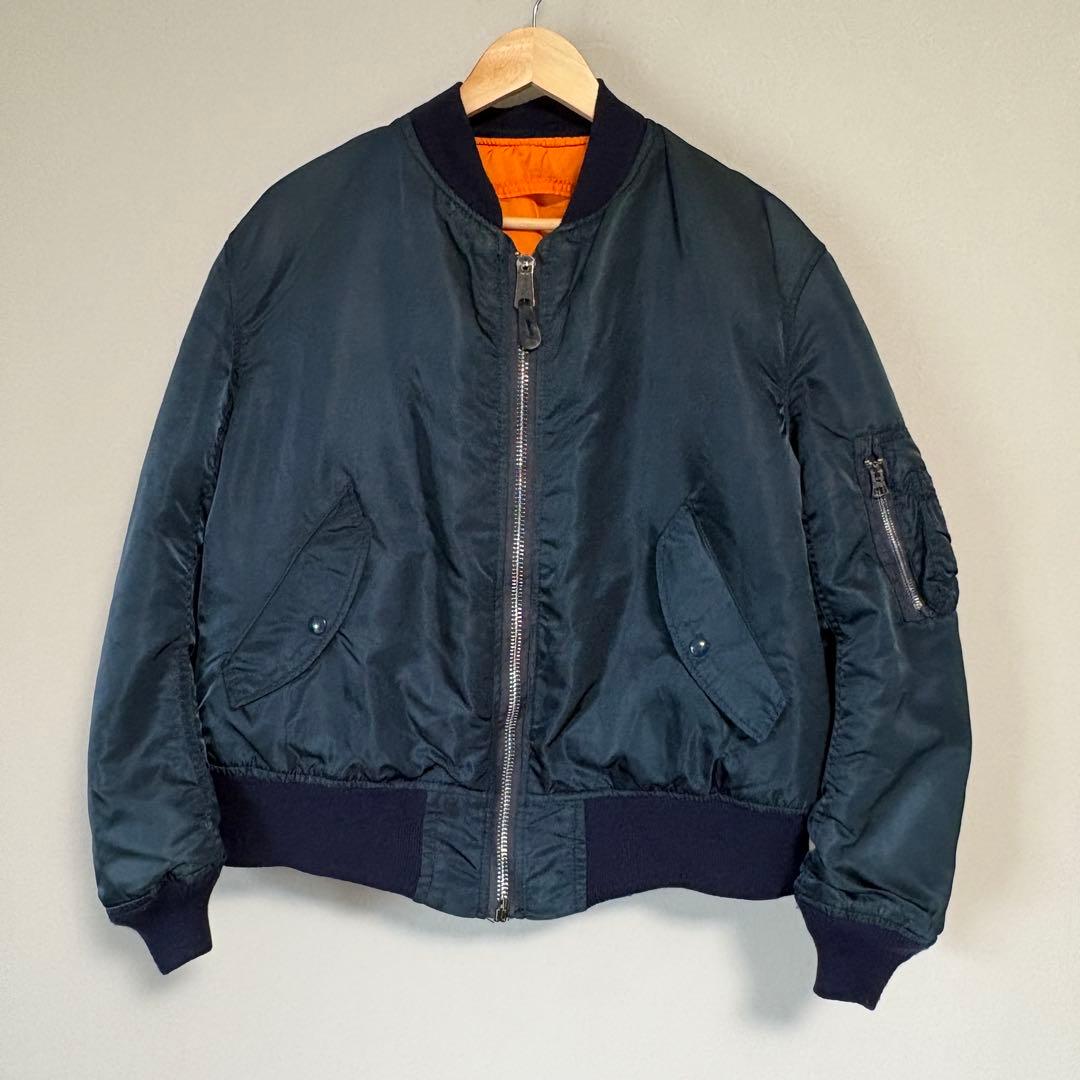 「ふぁいあー」90s アルファインダストリーズ MA-1 ネイビーUSA製