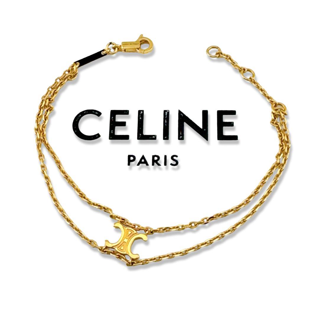 【美品】 セリーヌ トリオンフサスペンダー UCA1243 ブレスレット GP