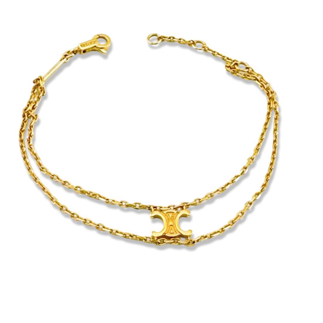 【美品】 セリーヌ トリオンフサスペンダー UCA1243 ブレスレット GP