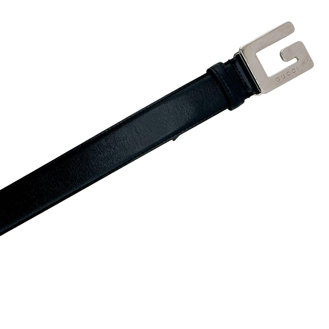 グッチ レザー ベルト シルバー金具 表記65・26 レディース ブラック
