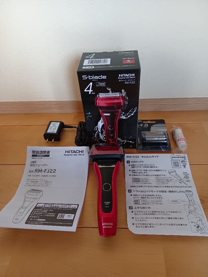 HITACHI 日立メンズ電気シェーバー RM−FJ22 赤 替刃付き - メルカリ