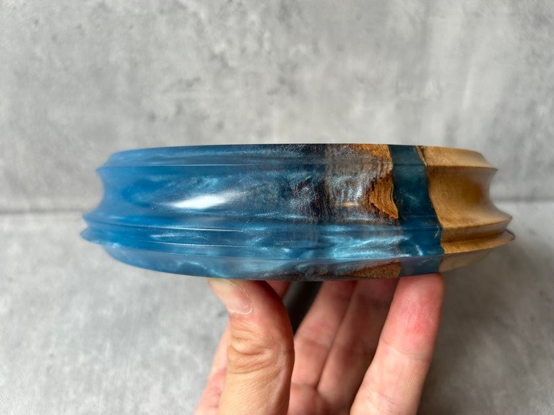 BASE WOOD DESIGN OD缶 ランタン 台座 花台 黒柿×レジン⑥