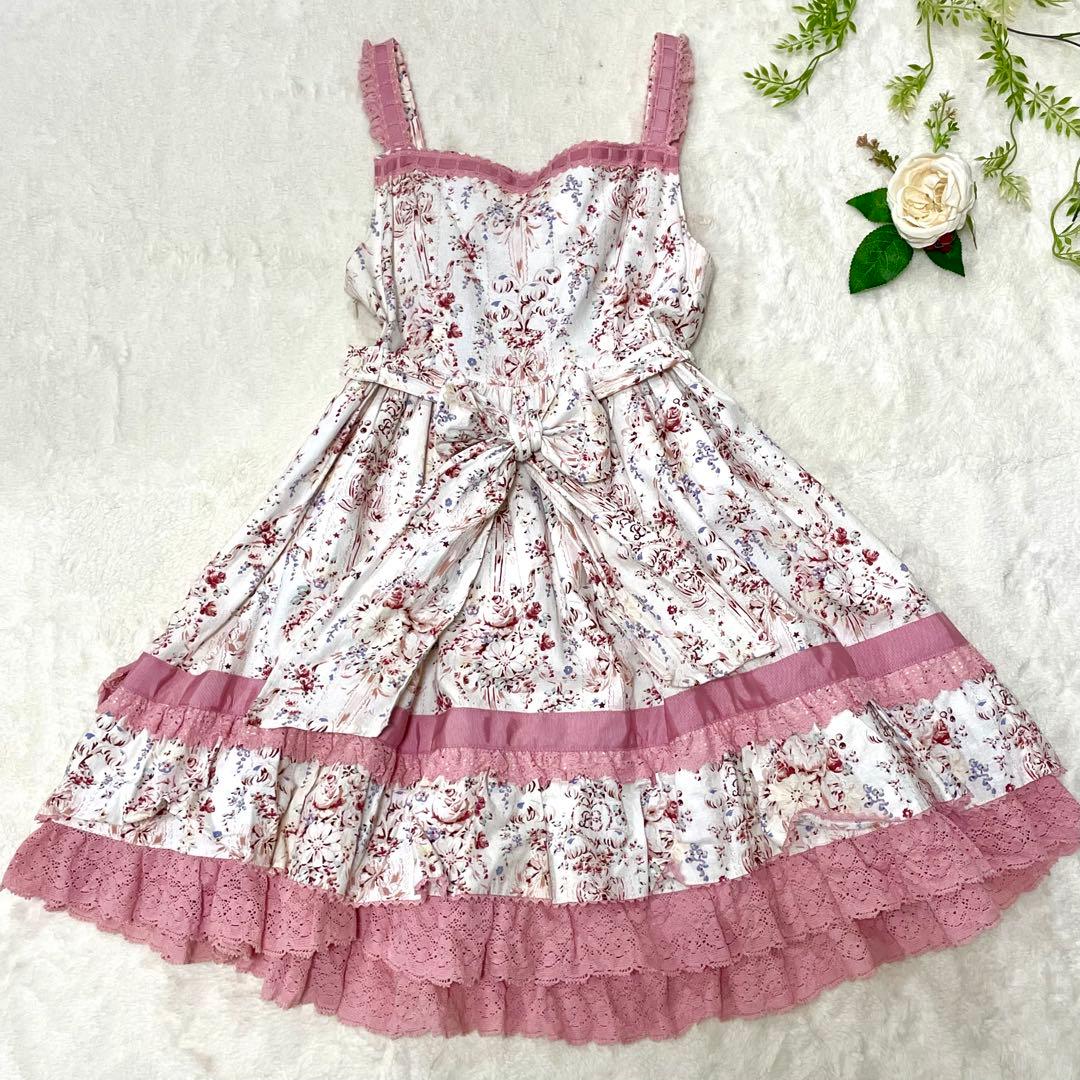 BABY,THE STARS アントワネットブーケ柄 ジャンパースカート ピンク