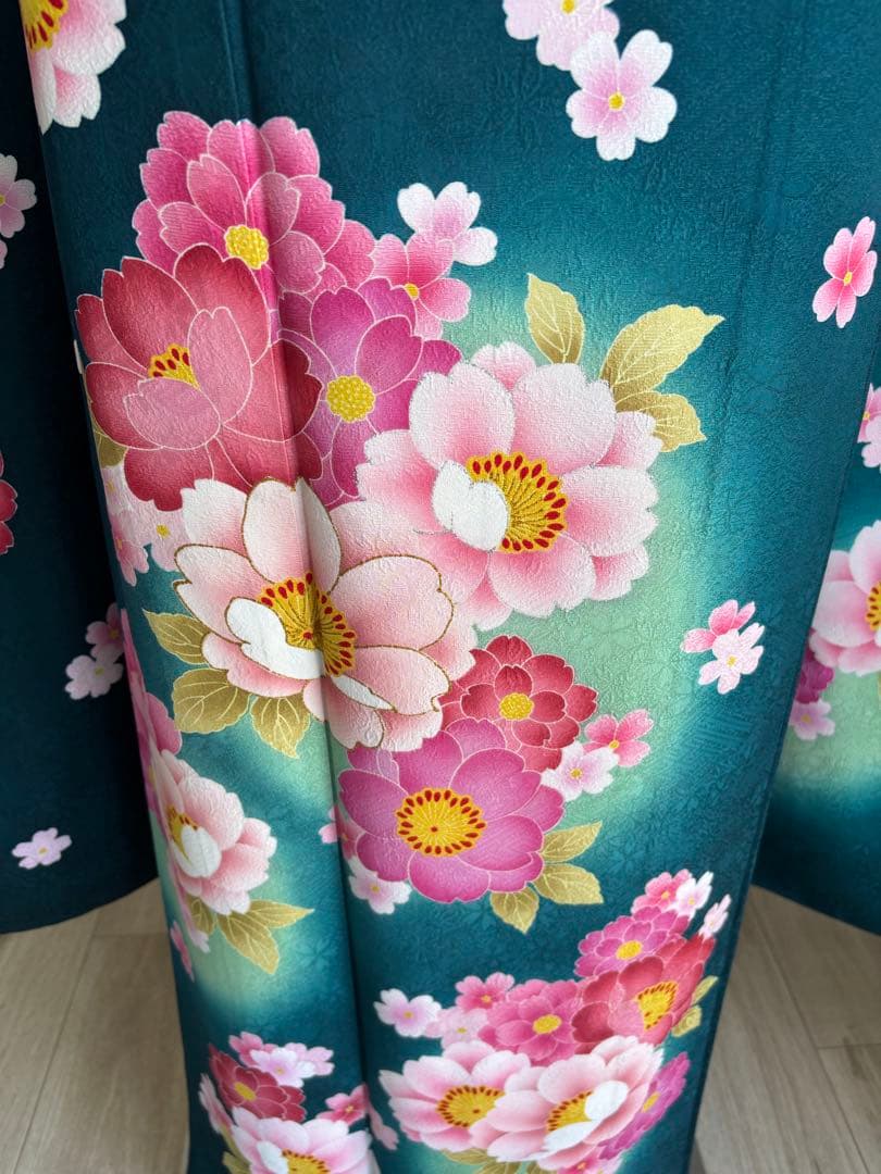みるく様　【特別大価格❣️⑥】振袖フルセット　正絹振袖　成人式 緑系
