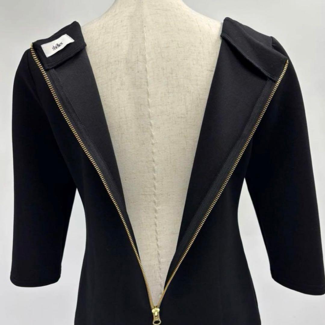 美品　シェリエ　sheller　バックZIPスウェットミニワンピース　Fブラック